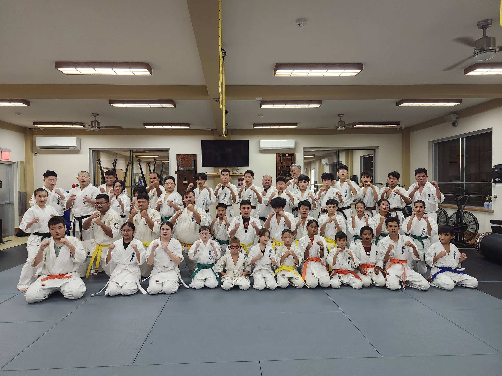 WKO Shinkyokushinkai Karate Guam students training at Dededo Sports Complex dojo